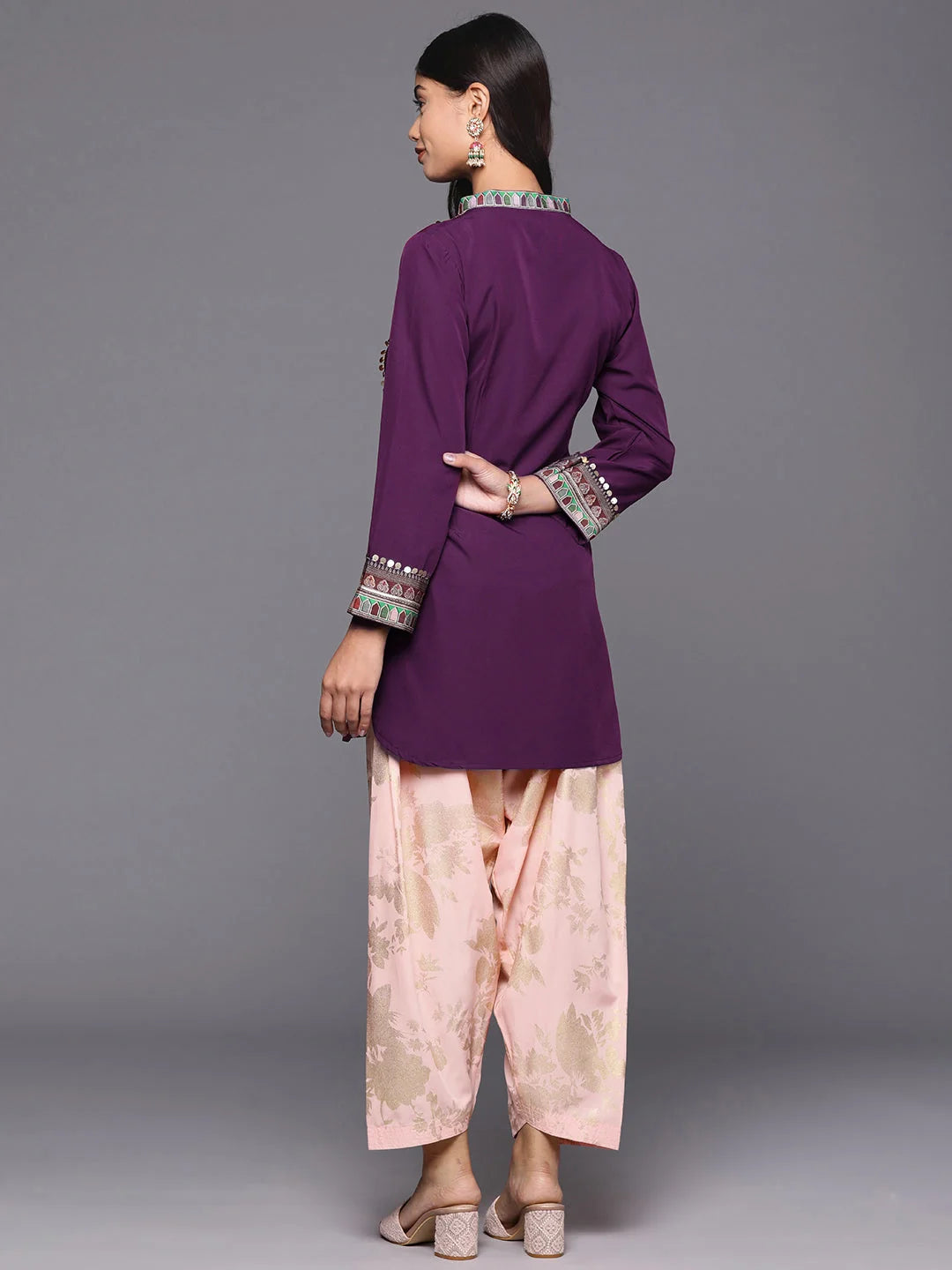 Purple Printed Kurti with Salwar - Indian Women's Kurta Sets
