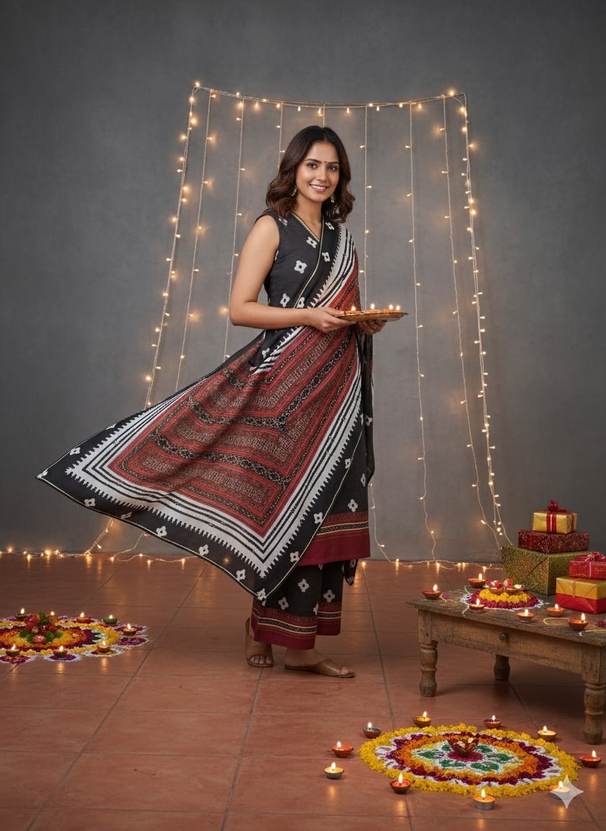 A Plus By Black Printed Kurta Set-AP-AHKUPZDU-COMBO-1161-DS