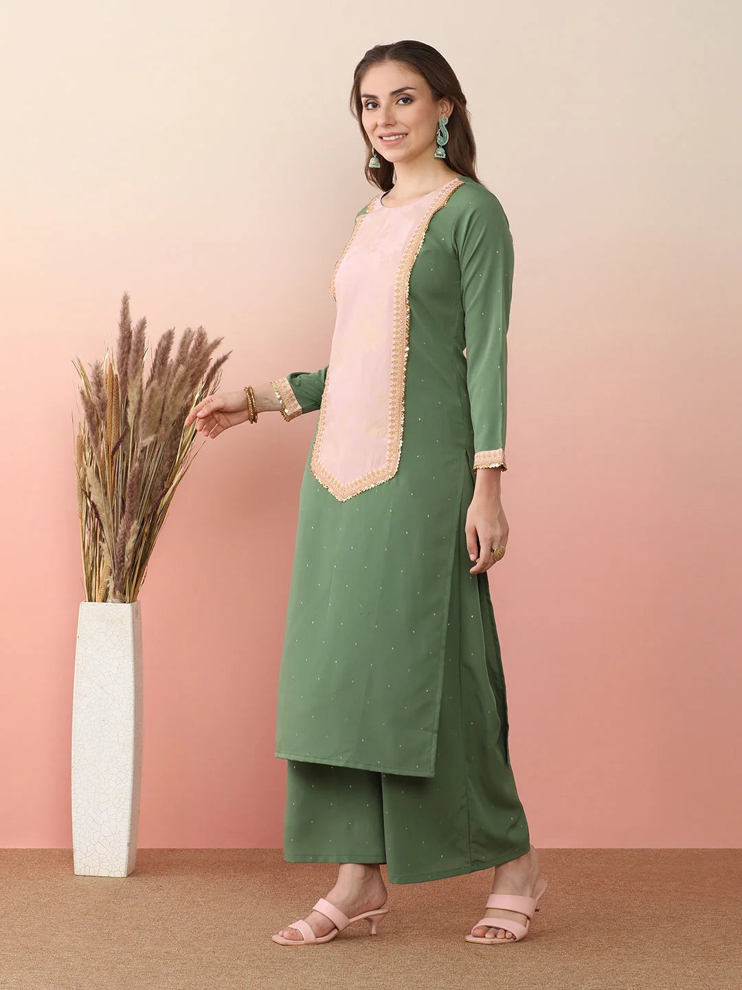 Patchwork Kurta and Palazzo Set with Dupatta for Women