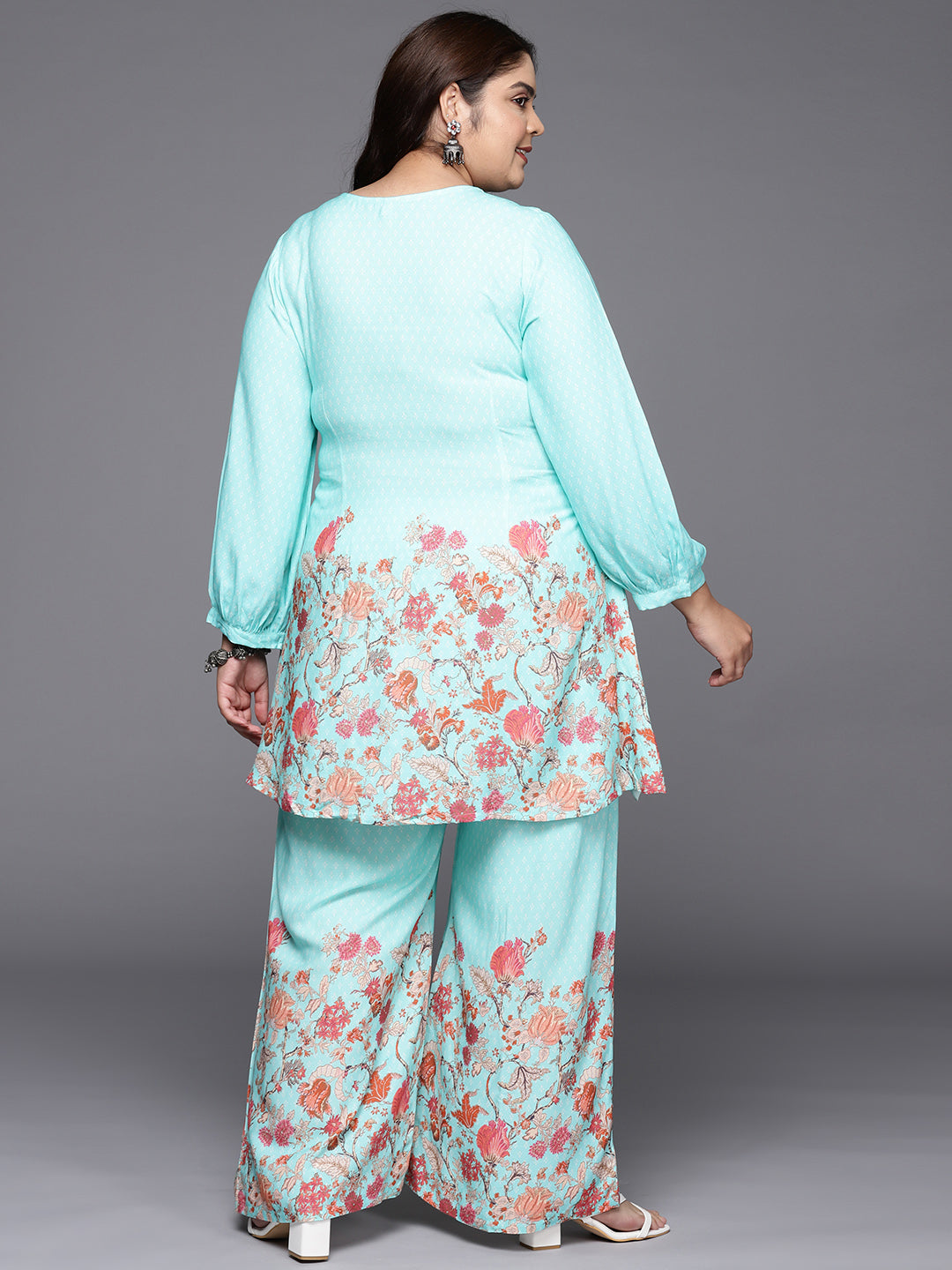 Red & White Printed Cotton Plus Size Co Ord Sets For Women