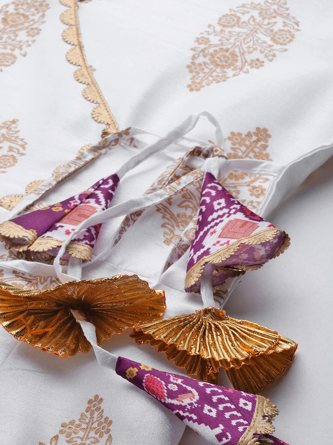 White & Gold Ethnic Tunic | Indian Kurta Ladies Online