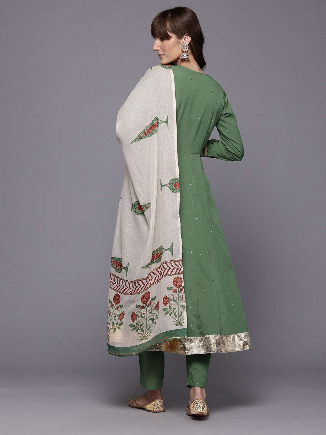 Ahalyaa Printed Angrakha Gotta Patti Kurta with Trousers & With Dupatta