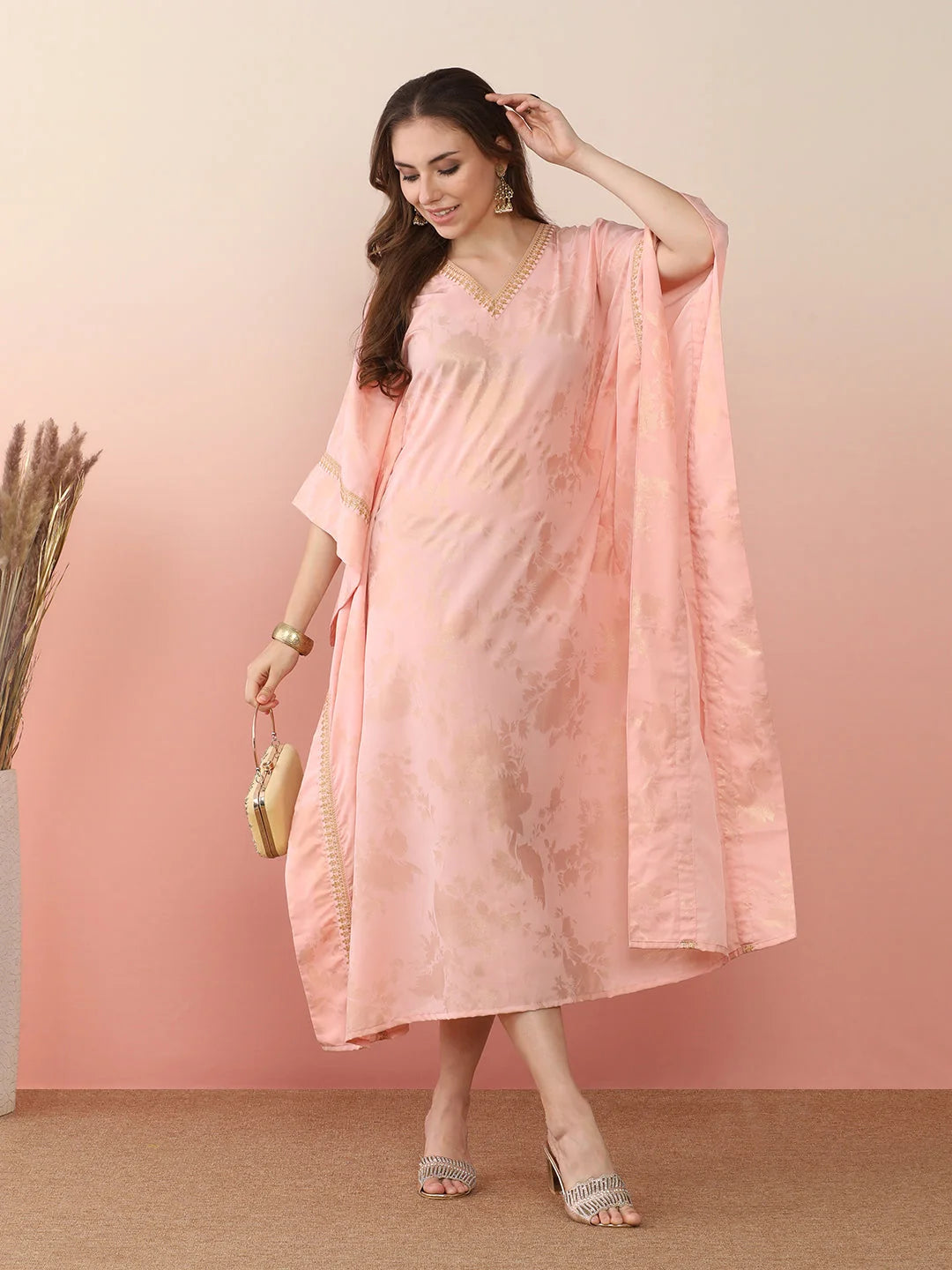 Printed Flared Sleeve Kaftan Kurta - Stylish Kaftan Dresses