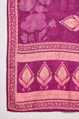 Purple Silk Blend Floral Printed Straight Kurta Trouser With Dupatta PKSKD3216