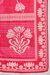 Pink Poly Silk Floral Printed Straight Kurta Trouser With Dupatta VKSKD3208
