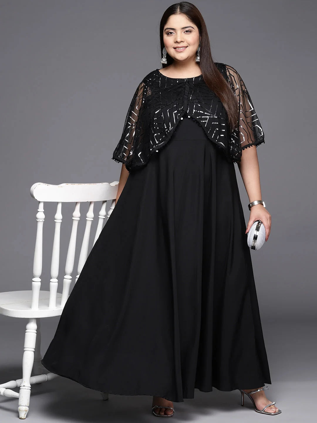 Black Geometric Print Dress | Indian Dresses Online