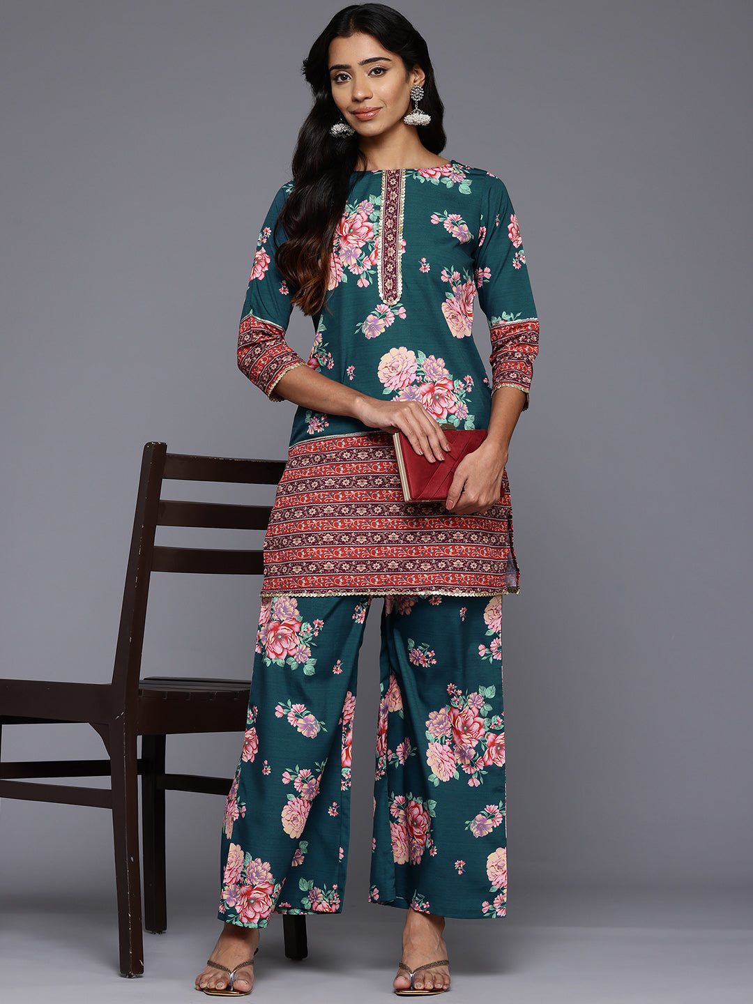 Floral Print Two Piece Sets: Tunic & Palazzo Co ord Sets