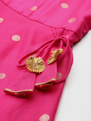 Women Foil Printed A-Line Midi Ethnic Dress-AHEDCHGP-200