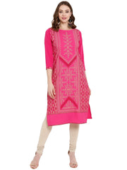 Pink Printed Straight Kurta-ALKUCRPGGP-20027
