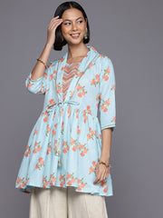 Floral Printed Square Neck Tunic-AHTUCNDP-8179