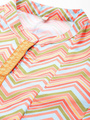 Plus Size Chevron Printed Mandarin Collar Midi Ethnic Dress-AP-AHEDCRDP-233