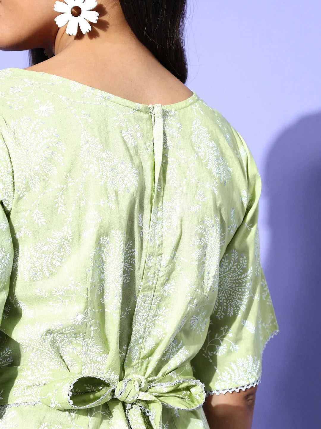 Green Printed Cotton Jumpsuit | Casual Jumpsuits For Women