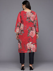 Plus Size Floral Printed Round Neck Straight Kurta-AP-AHKUGRDP-1139