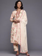 Floral Printed Sequinned Kurta With Trousers & Dupatta-AHKUDUPN-COMBO-1017