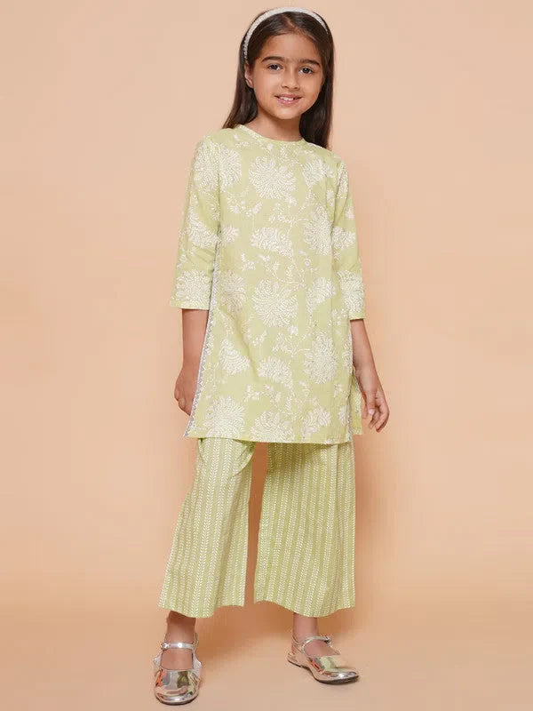 Girls Indian Wear - Printed Cotton Kurti Set | DesiQlo