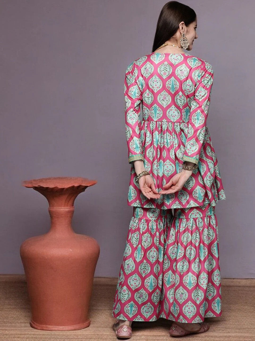 Pink Velvet Kurta Palazzo Sets | Designer Women's Indian Outfit