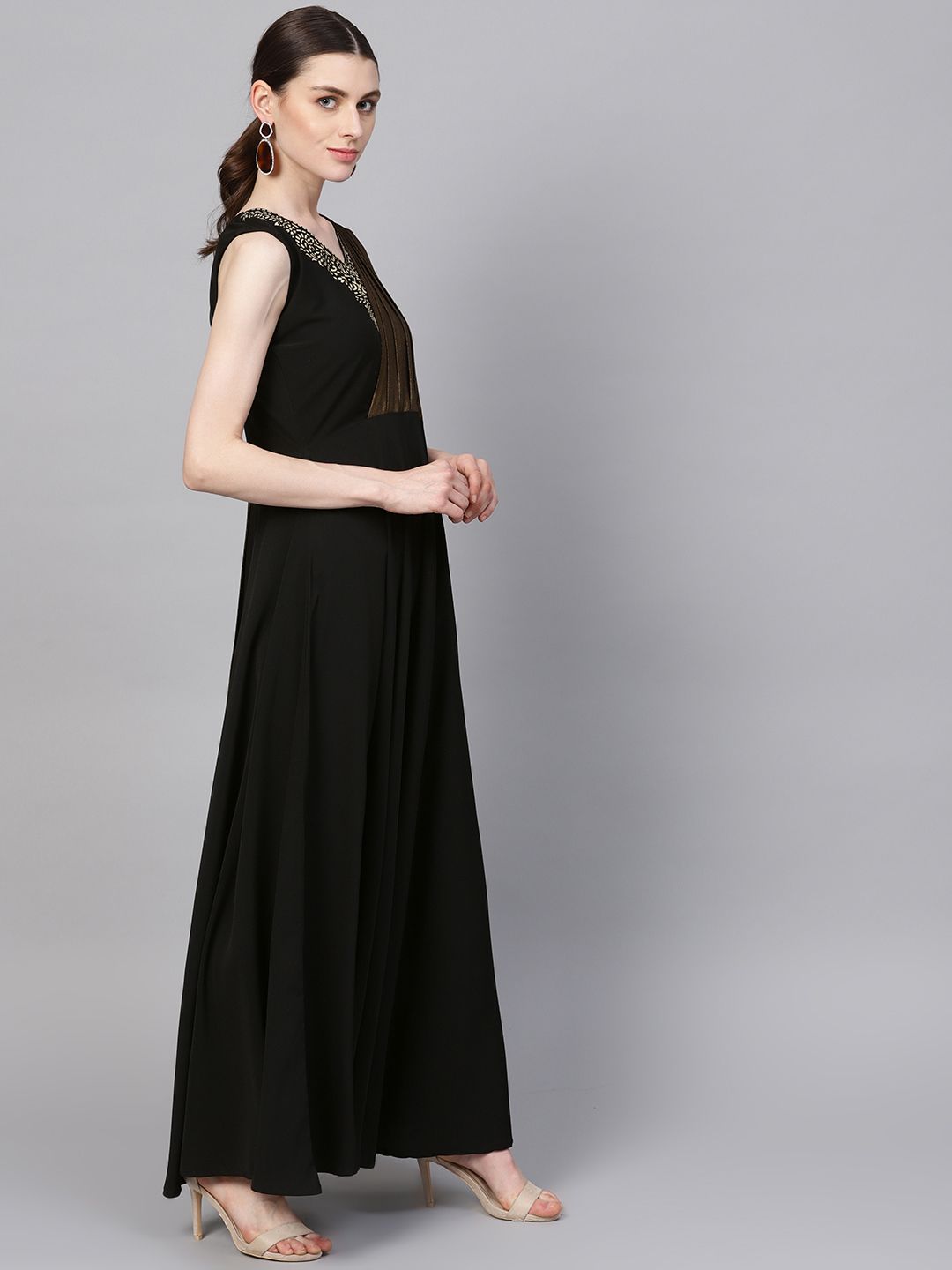Black & Gold Draped Dress | Women's Western Wear Collection
