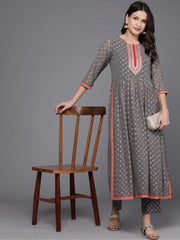 Women Ethnic Motifs Printed Pleated Sequinned Kurta with Trousers-AHKUPT-COMBO-911