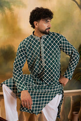 Teal Viscose Rayon Shibori Embroidered Straight Kurta MKU1416