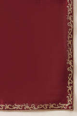Maroon Silk Blend Solid Embroidered Kurta With Dupatta MKUD1036