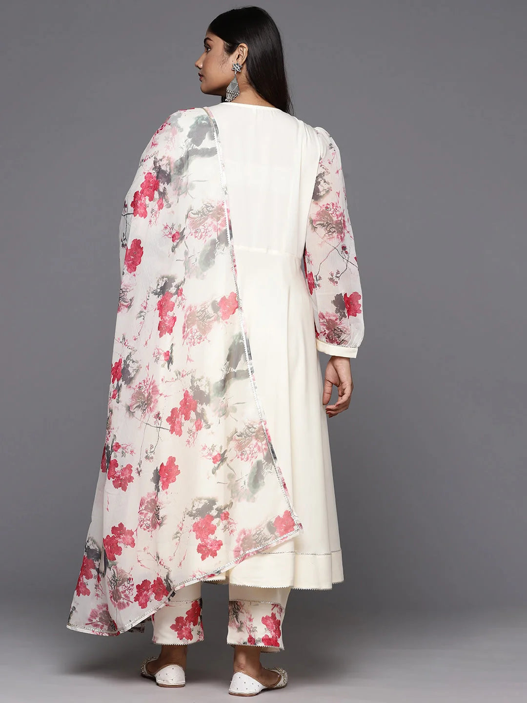 Off White Plus Size Kurta with Dupatta | Indian Kurta Sets