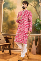 Red Viscose Rayon Shibori Embroidered Straight Kurta MKU1417