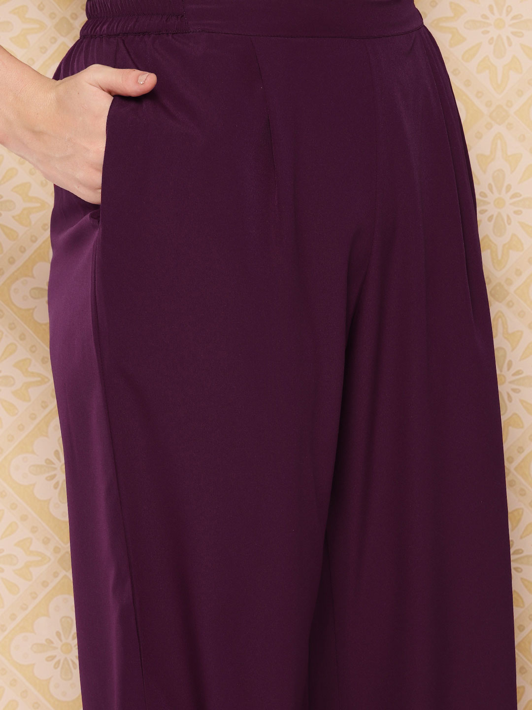 Burgundy Yoke Design Indian Kurta Set with Dupatta