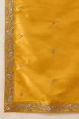 Yellow Silk Blend Embroidered Ethnic Kurta with Trousers & Dupatta MKPD1023