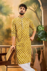 Yellow Viscose Rayon Shibori Embroidered Straight Kurta MKU1415