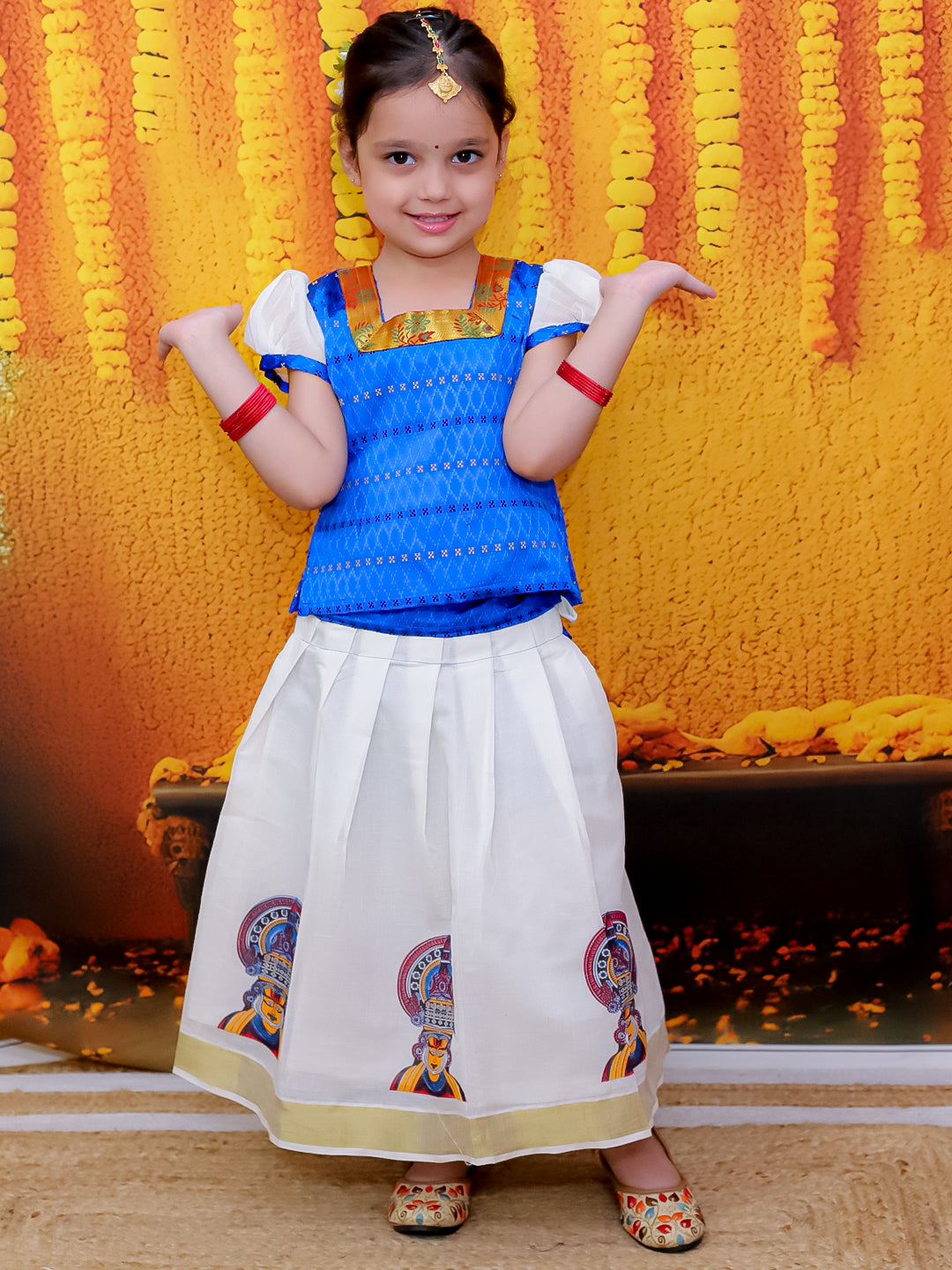 Lehenga Choli Set for Girls - Blue | BS23SI19BLA | DesiQlo