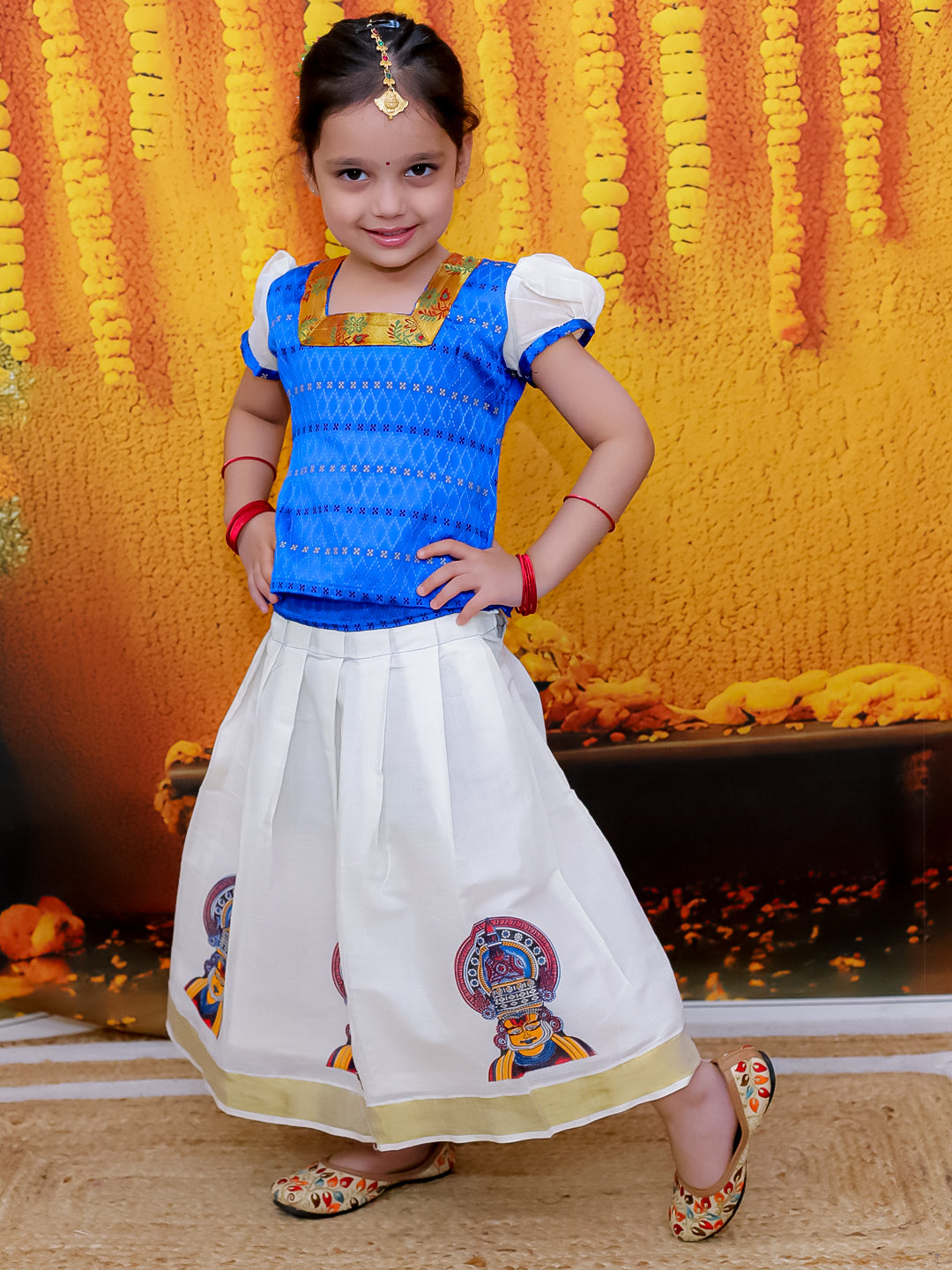 Lehenga Choli Set for Girls - Blue | BS23SI19BLA | DesiQlo