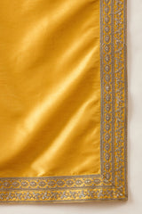 Yellow Silk Blend Solid Embroidered Kurta With Dupatta MKUD1026