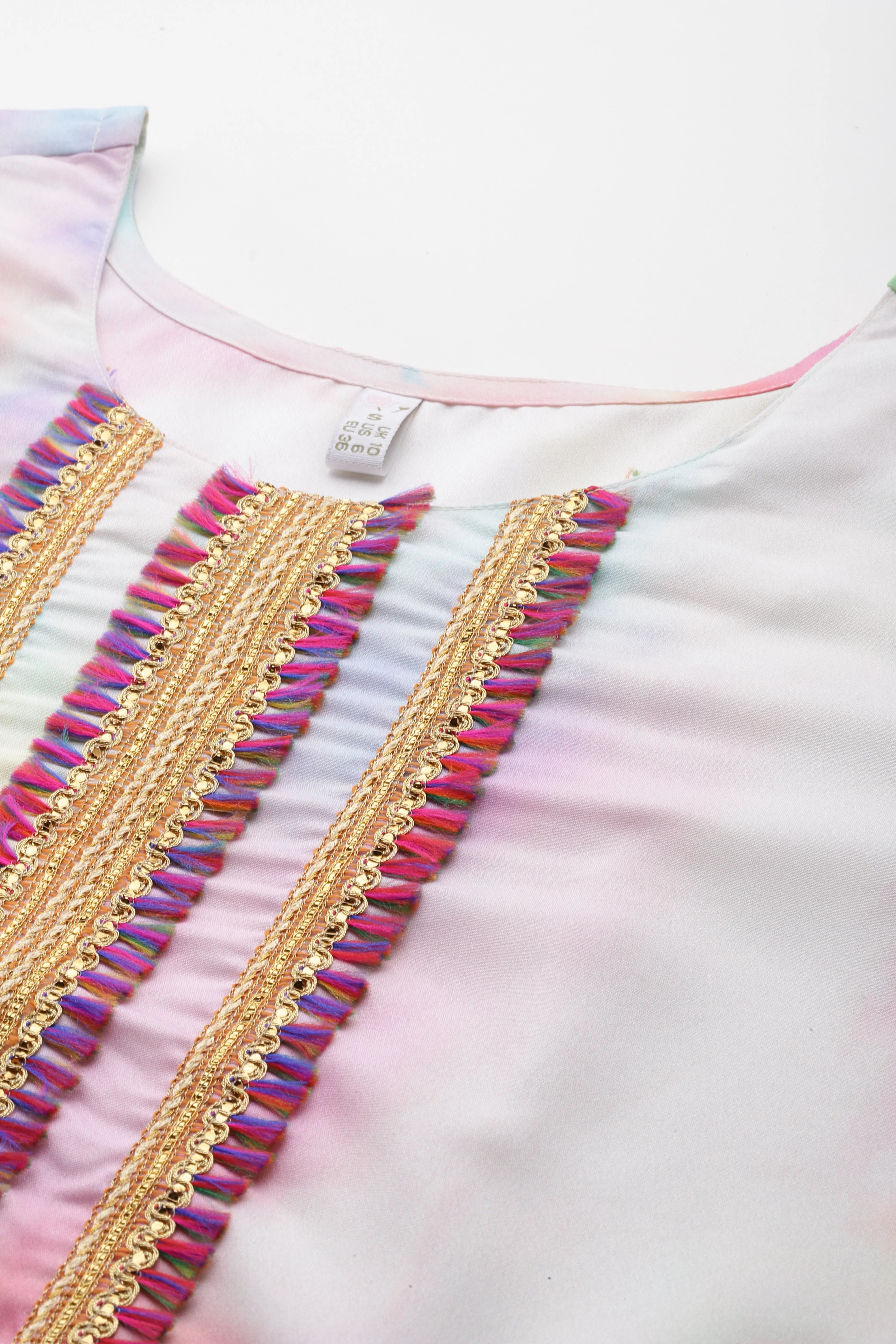 Tie Dye Kurta Palazzo Set with Dupatta and Gotta Patti Work