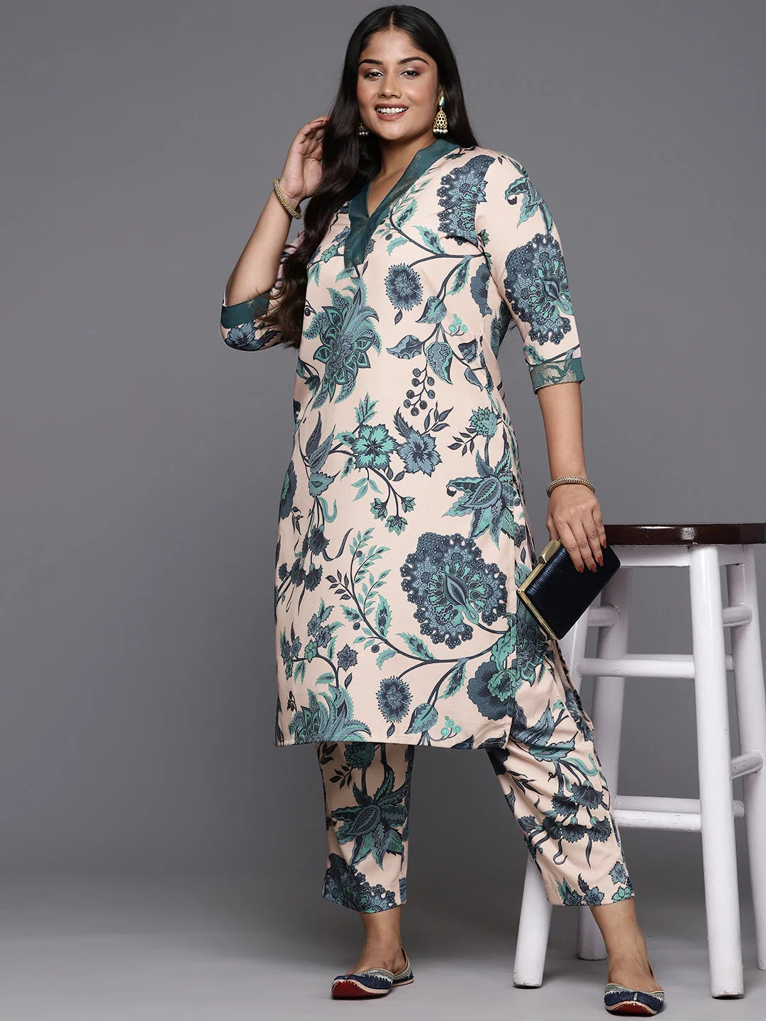 Floral Plus Size Kurta Set | Women's Indian Kurta Sets