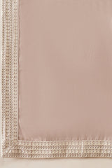 Beige Silk Blend Solid Embroidered Kurta With Dupatta MKUD1042