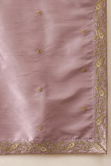 Lavender Zari Embroidered Silk Blend Kurta with Trousers & Dupatta MKPD1047