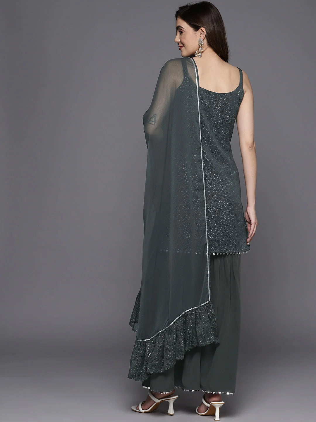 Grey Printed Sharara Set | Gotta Patti Sharara Suits for Women
