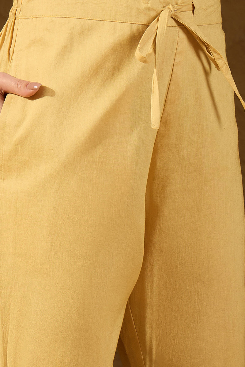 Yellow Chanderi Woven Design Straight Kurta Trouser with Dupatta PKSKD