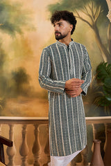 Teal Viscose Rayon Embroidered Straight Kurta MKU1411