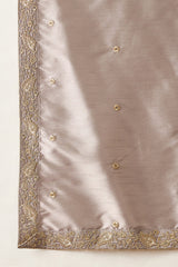 Grey Silk Blend Embroidered Ethnic Kurta with Trousers & Dupatta MKPD1044