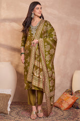Green Floral Printed Kurta With Trousers And Dupatta PKSKD3227