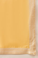 Yellow Silk Blend Woven Design Floral Straight Kurta Sets MKPD1037