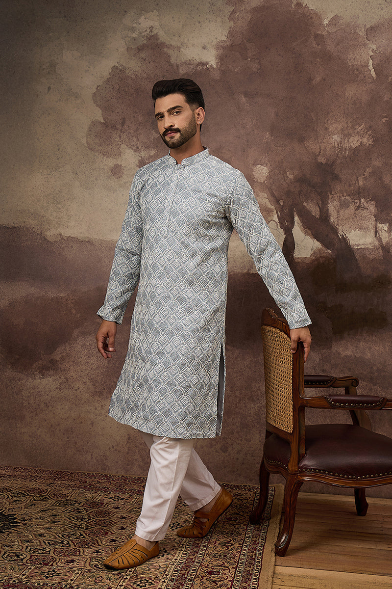 Blue Viscose Rayon Solid Embroidered Straight Kurta MKU1388 | DesiQlo