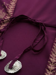 Burgundy & Gold Plus Size Floral Print A-line Maxi Ethnic Dress-AP-AHDRCRSM-995-FF