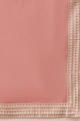Peach Silk Blend Solid Embroidered Kurta Trouser With Dupatta MKPD1041