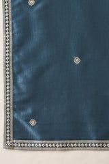 Blue Silk Blend Solid Embroidered Kurta With Dupatta MKUD1048