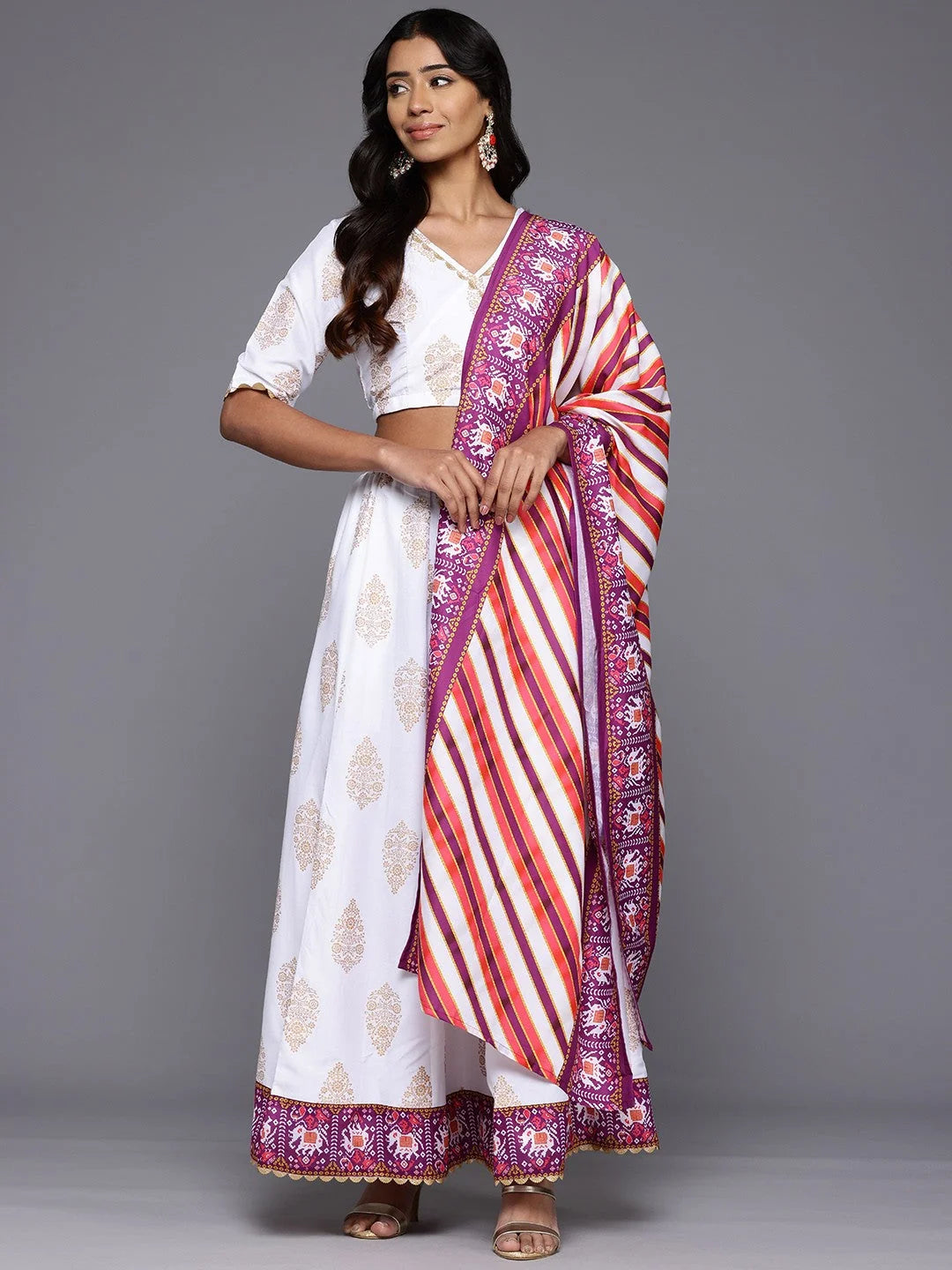 Printed Silk Lehenga: Women's Wedding Lehenga Choli with Dupatta