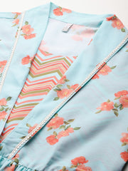 Floral Printed Square Neck Tunic-AHTUCNDP-8179