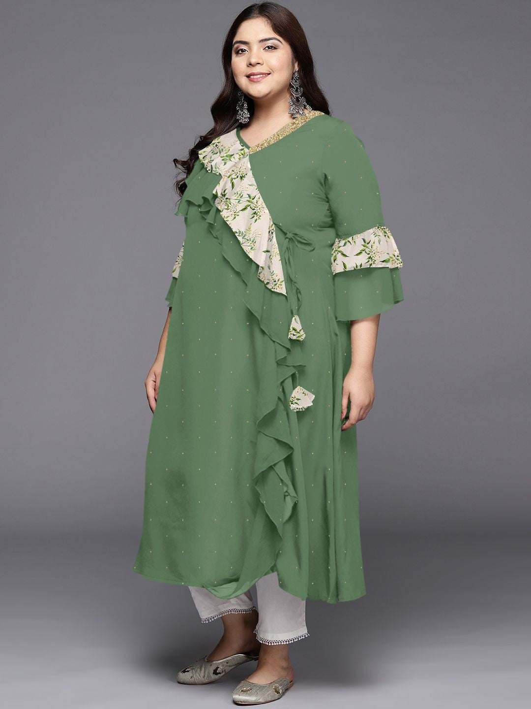 Polka Dot Kurta for Women | Flared Sleeve Indian Kurta