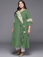 Women Polka Dot Printed Flared Sleeves A line Kurta-AP-AHKUCRFP-1129